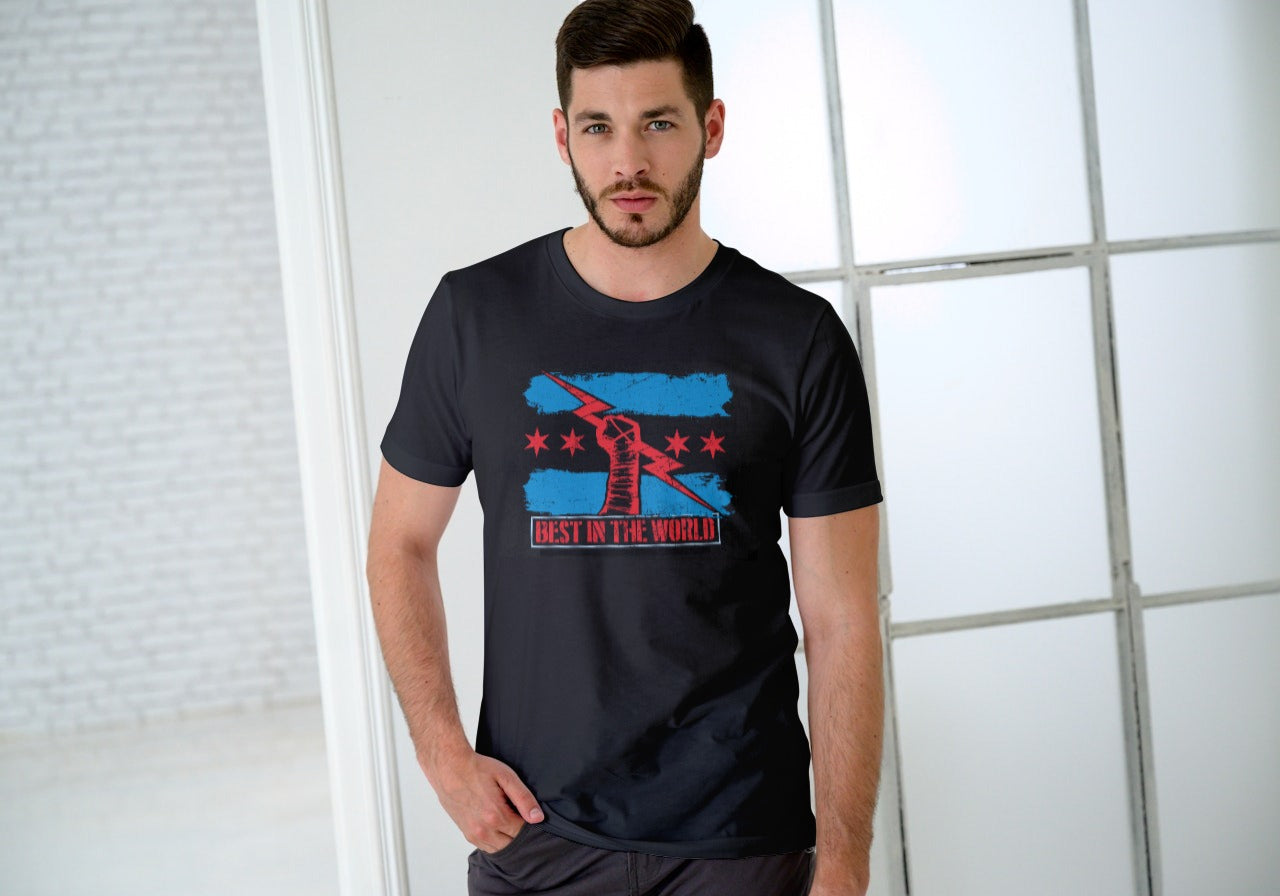 CM Punk Best in The World 2025 famous Edition Digital Print T-Shirt (Black)