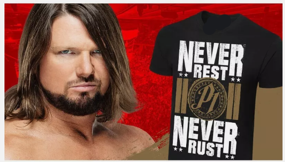 AJ Styles "Never Rest, Never Rust" Authentic T-Shirt (Black)