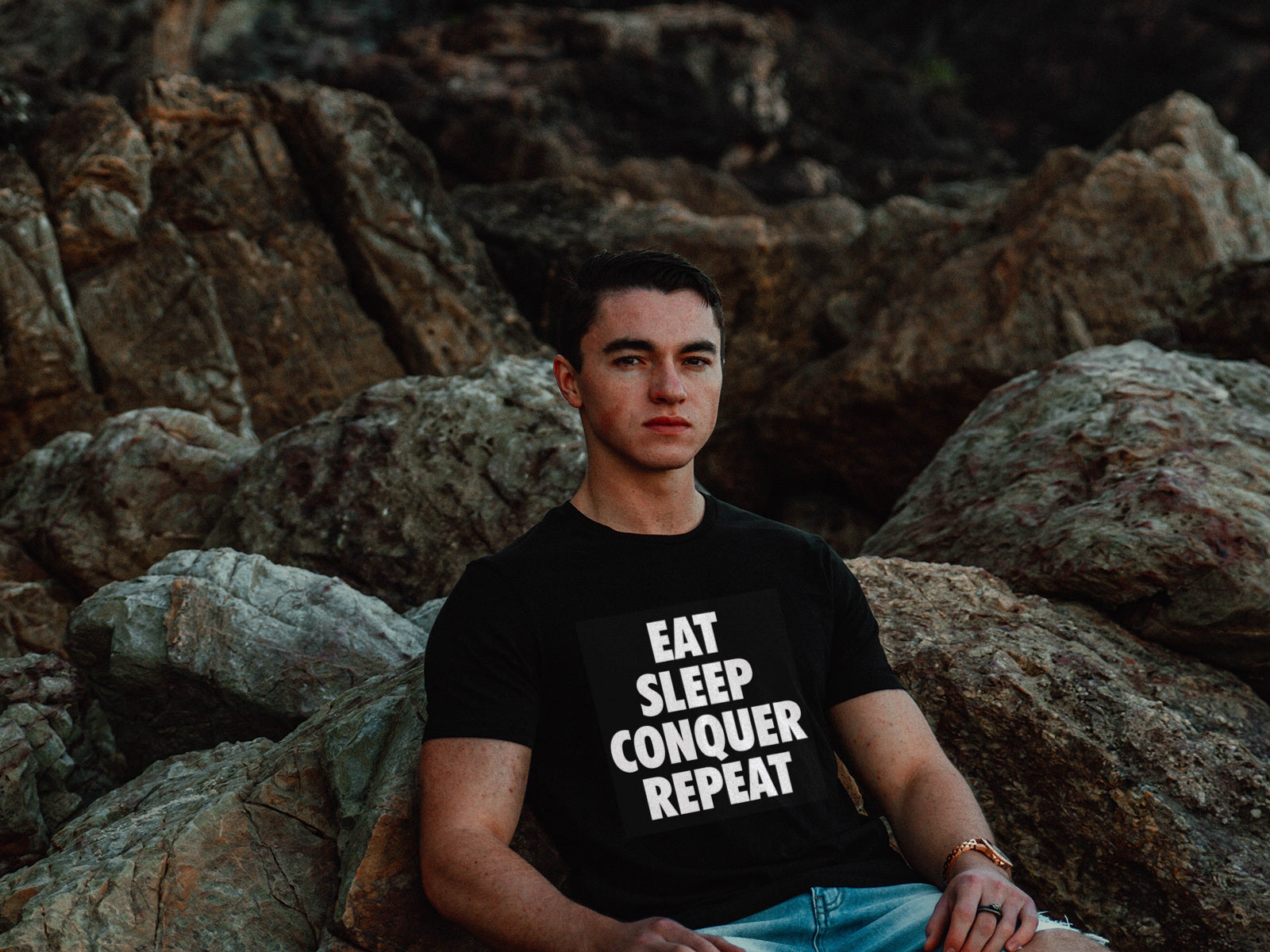 Brock Lesnar Eat Sleep Conquer Repeat Mens Black (T-shirt)