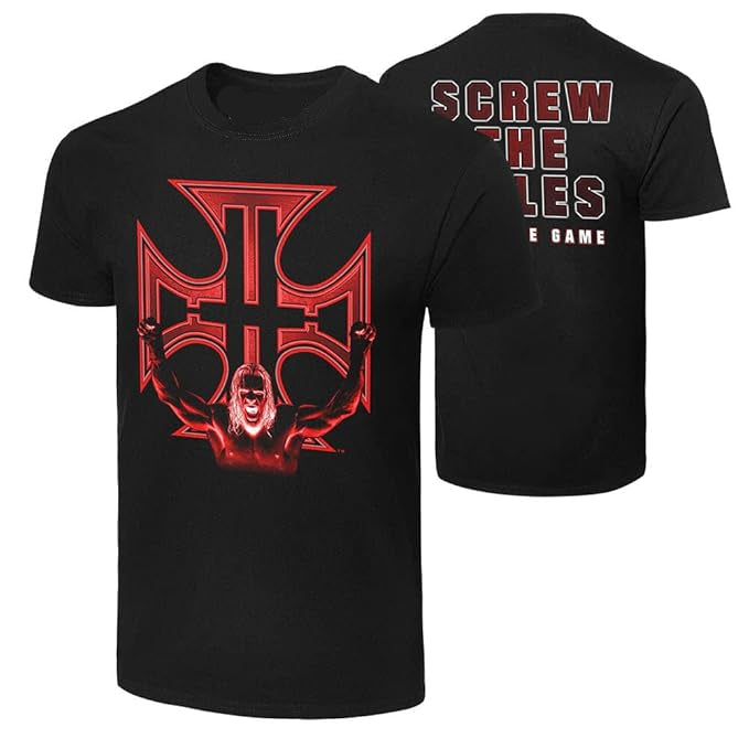 Triple H - Screw the Rules - Mens Retro WWE T-Shirt (Black)